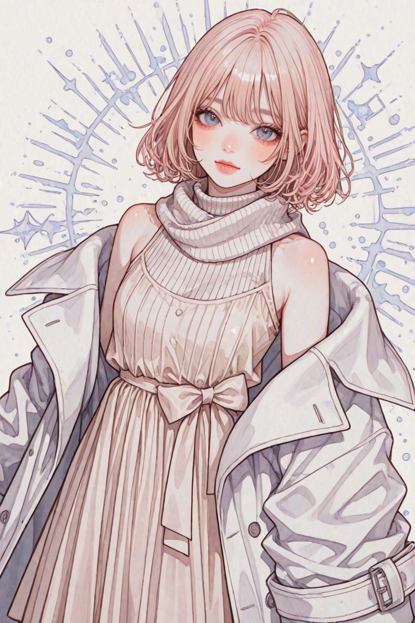 高領削肩長洋裝